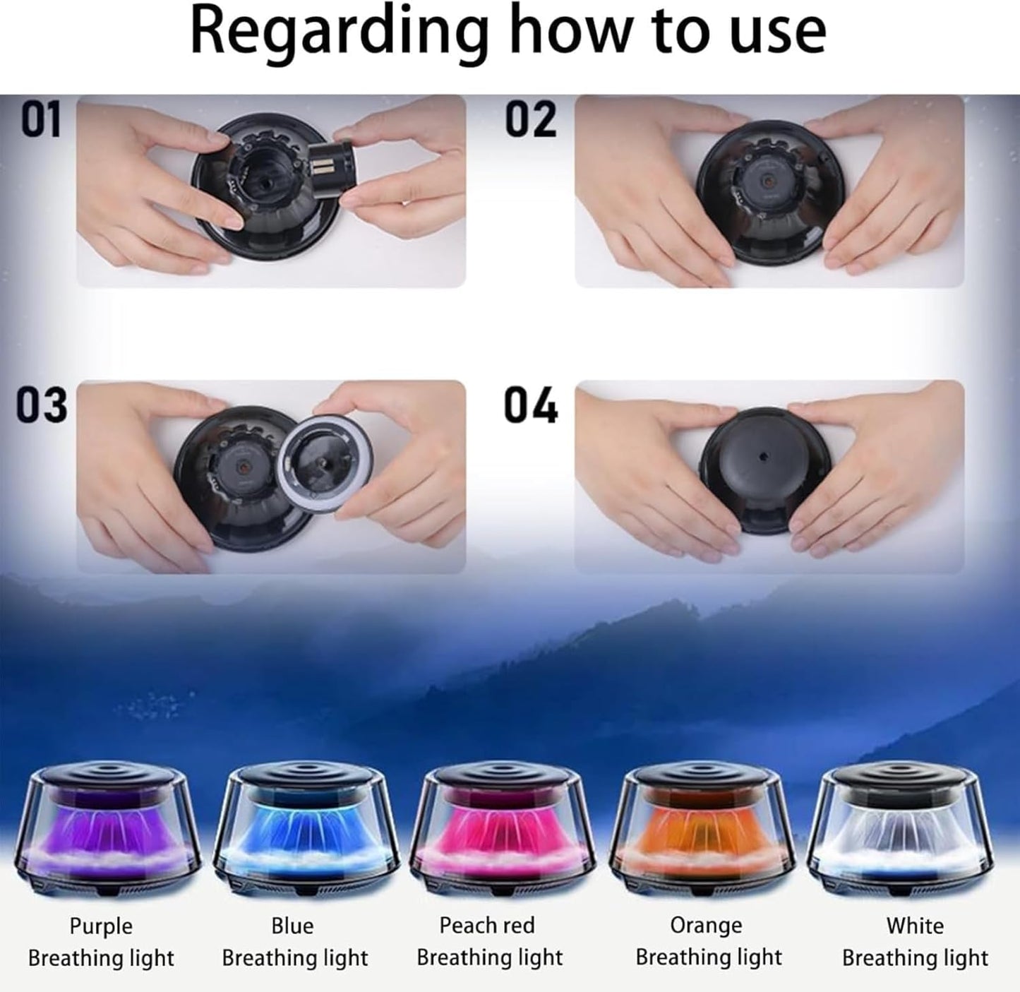 Dynamic Light Snow Mountain  Car Fragrance Diffuser